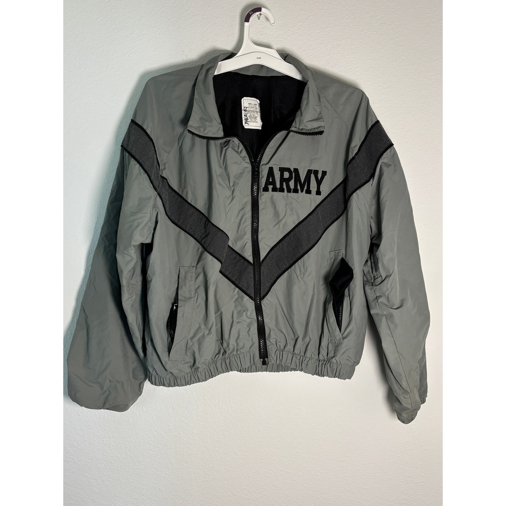 US Army IPFU Training Jacket Gray Nylon Windbreaker Small Short 8415-01-465-4820